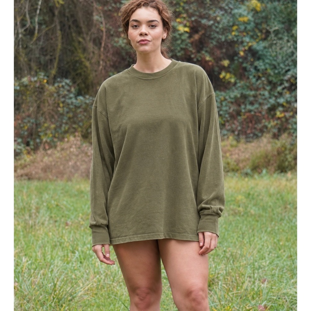 ARQ Mock Neck Pullover Sweatshirt in Olive sz XS/S